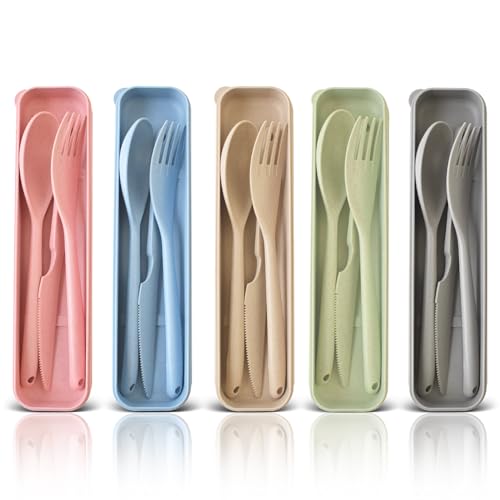 La mejor comparación de Cubiertos portatiles los más recomendados. 48 Jumbo Reusable Travel Utensils Set con Estuche, Juego de Cubiertos para Lunch, Juego de Cubiertos Portatiles para Viajes, Trabajo, Escuela, Picnic, Camping o Uso Diario (5 pcs...