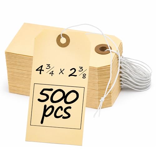 Etiquetas de envío Manila Perco n.° 5 con elástico de 12 x 6 cm en caja de 500 unidades