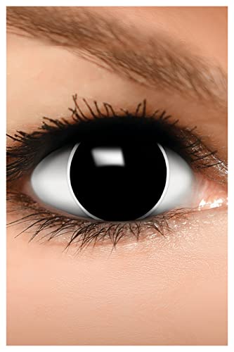 FUNZERA Lentes de contacto de color Halloween, lentilla de motivo negro, 1 par, un solo uso sin receta, disfrazarse como una BRUJA