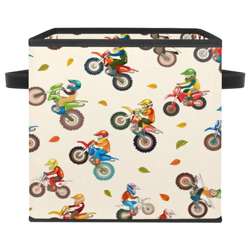 Storage Basket Cube Motocross Foldable Toy Storage Organizer, Baby Nursery Storage Bin for Closet, Bedroom, Kids Playroom, Laundry, Living Room