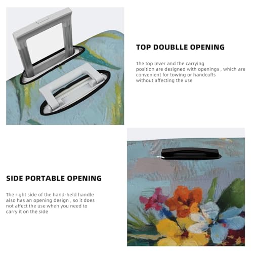 Colorful Pineapple And Flowers Elastic Travel Luggage Covers Dustproof Scratch-Resistant Suitcase Protector Fit 22-24 Inch3