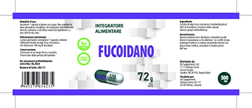 Hepatica Fucoidan Blasentang 500mg 120 Vegane Kapseln, Laborgeprüft , Hochdosiert, Nicht GVO & Glutenfrei