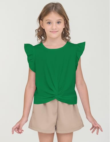Image of Girls Ruffle Shirts Twist Front Tops Shirt Tee