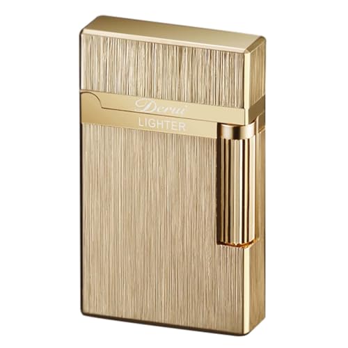 SNYYIAI Classic Lighter, Butane Brushed Metal Lighter, Side Slide Lgnition Steel Tone Trench Lighter for Men Dad Husband Collect,Gold