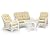 SunBear Furniture Malibu Lounge Set of 2 Natural ECO Rattan Wicker Chairs, Loveseat with Cream Cushion and Coffee Table w/Glass Handmade, White Color