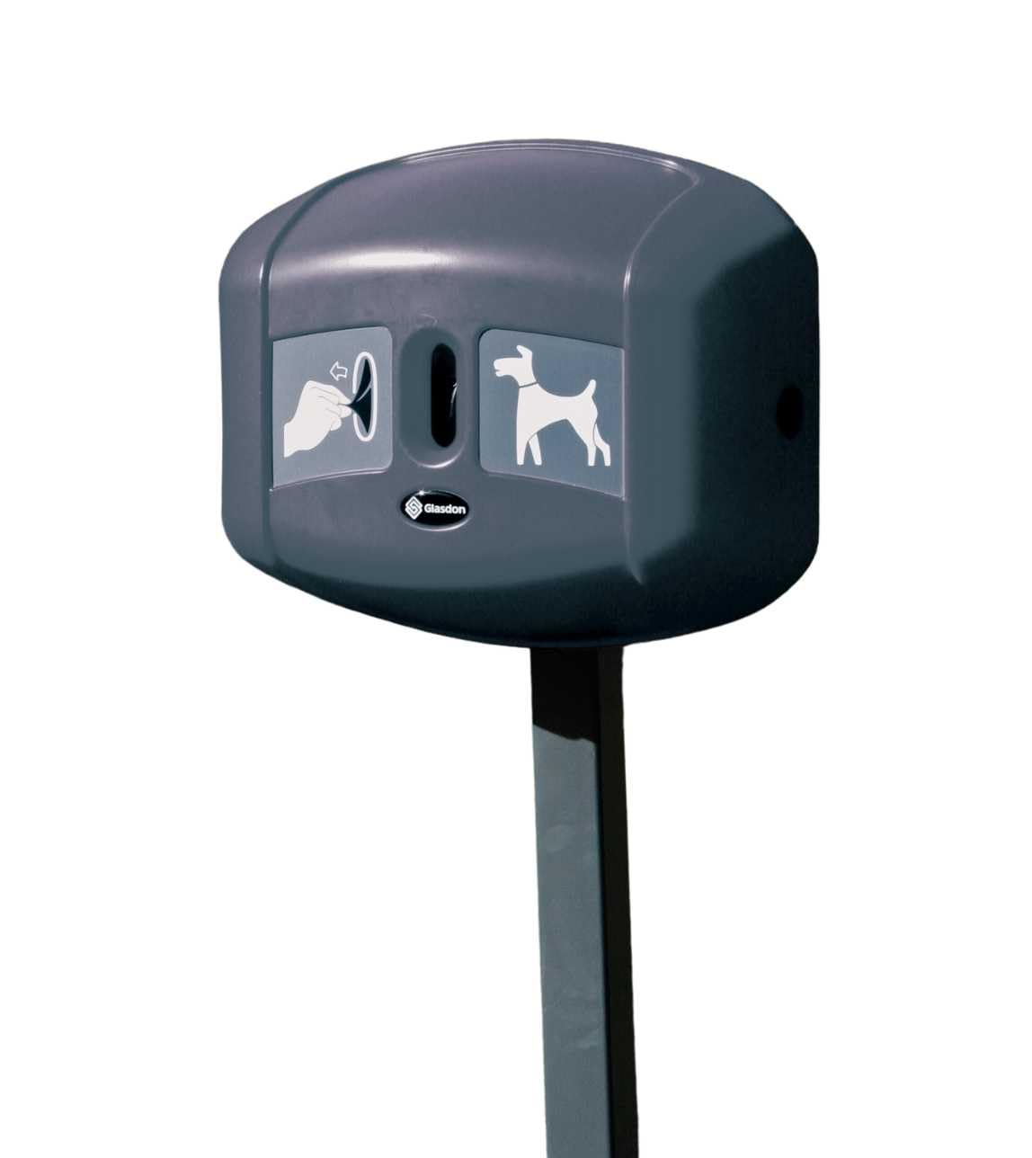 Dispensador de Bolsas Retriever City™ (Gris) Dispensador de bolsas para desechos de perros con cerradura.