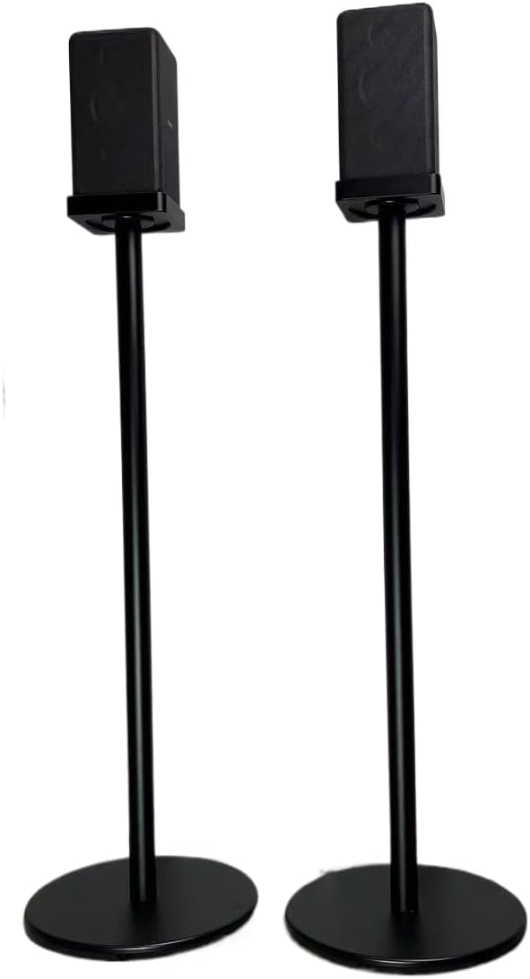 Speaker Stands Compatible with Sony SA-RS3S Wireless Rear Speakers，The Speaker Floor Stand can Hide The Power Cord and is Made of Aluminum Alloy Material（only Stand (Black Pair)