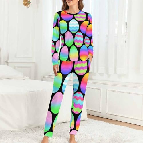Image of Womens Pajamas Sets 2 Piece Long Sleeve Lounge Set Loose Pants Pj Sets Loungewear with Pockets