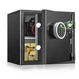 Cajas Fuertes para Casa Pequeñas Caja Fuerte Electrónica de Acero Ignífuga con Combinación y Huella Dactilar Sistemas de Doble Alarma Safe para el Hogar, Hotel y Oficina