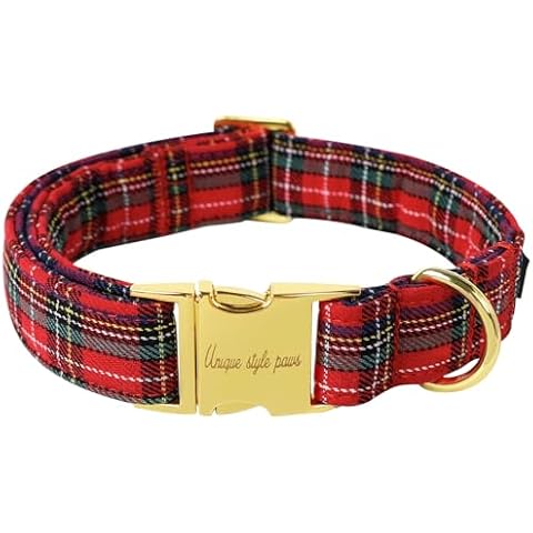 Unique style paws Christmas Dog Collar Metal Buckle Scottish Plaid Puppy Collar Gift Durable Cute Collar for Small Medium Large Boys Girls Dogs Cover