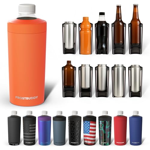Image of Frost Buddy Universal Buddy XL Can Cooler Fits 12-ounce, 16-ounce, 20-ounce, and 24-ounce Cans and Bottles - Keep Your Drinks Refreshingly Chilled for over 12 hours (Orange)