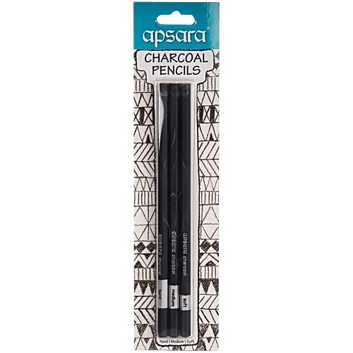 Image of Apsara Charcoal Pencils - Professional Sketching & Shading Pencils for Artists | Soft, Medium & Hard Charcoal Grade Set | Ideal for Drawing, Illustration & Fine Detailing | Pack of 1