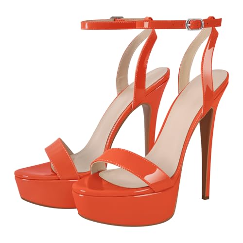 Image of Platform Stiletto High Heels for Women, Round Open Toe Ankle Strap Sexy Heeled Sandals for Wedding Party Dress