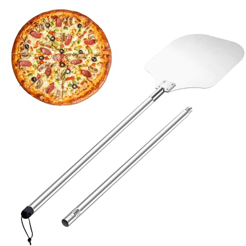Pizza Peel, HaSteeL 12-Inch Pizza Turning Peel, Pizza Turner Paddle for Baking Grilling, Professional Paddle Spatula with Long Detachable Handle for Rotating, Pizza Oven Accessories