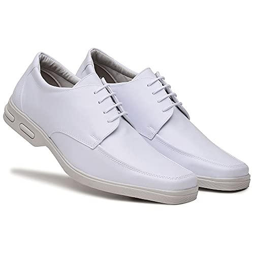 Sapato Social Confort Bertelli Liso com Cadarço 80010 - Branco Cor:Branco;Tamanho:43;Genero:Masculin