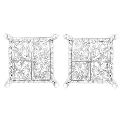 Sterling Silver 3/4 cttw Composite Diamond Stud Earrings (I-J, I2-I3)