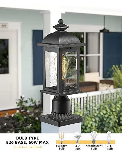 Femila Dusk To Dawn Outdoor Post Light, Waterproof Pole Lantern Light Fixture, Exterior Lamp Posts Outdoor Lighting For Garden Patio Yard Pathway Driveway, Clear Glass Panel, 4Fd54P-Pc Bk #TOP6