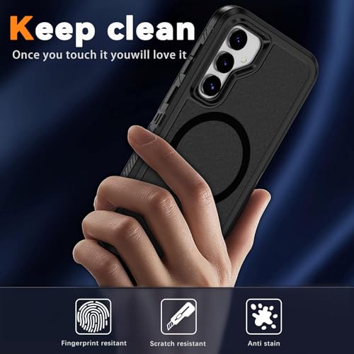 Magnetic Case for Samsung Galaxy S23 FE 5G [Compatible with Magsafe] [Glass Screen Protector] [Dual Layer Military-Grade Protection] Heavy Duty Shockproof Cover for Samsung S23 FE 6.4 inch, Black by KTUOHU - Used condition - Image 7