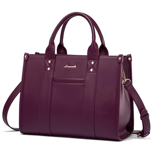 LOVEVOOK Leather Tote Bag for Women Purple Crossbody Satchel