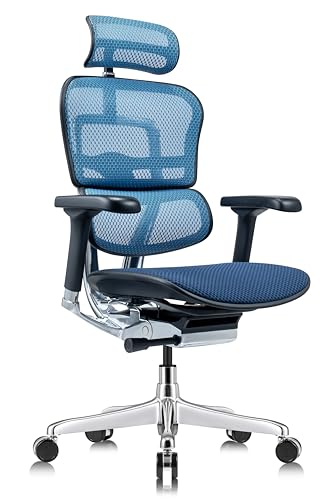 Tempur-Pedic Ergohuman GEN2 Hi Back Ergonomic Office Chair Seat, Synchro-Tilt, Adjustable Headrest, Arm Height Adjustment, Blue