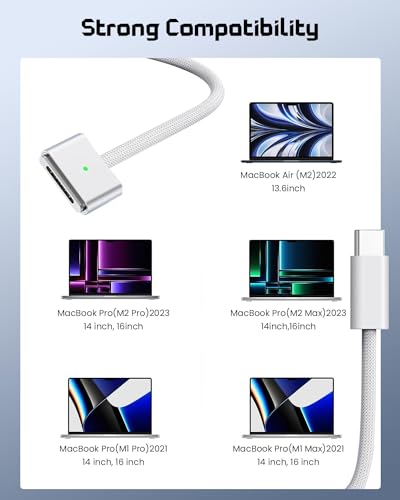 Image of USB C Charging Cable for 3, 140W Fast Charging Nylon Woven TYPE C to Cable Compatible with MacBook Air (15-inch, M2, 2023), MacBook Air 13-inch,Pro 14 /16-inch (MG-3 TO USB C Cable-2M)