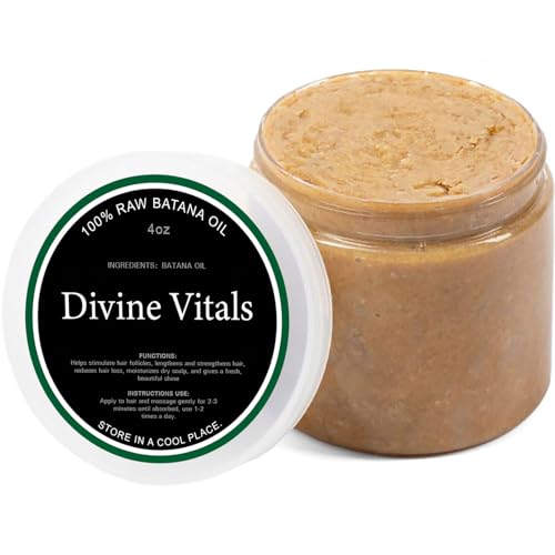 Divine Vitals Batana Oil for Hair Growth - 100% Pure & Natural from Honduras, Batana Miracle Hair Loss Oil, Repairs Damaged Hair, For Thicker, Stronger Hair, 4.oz (1pcs)