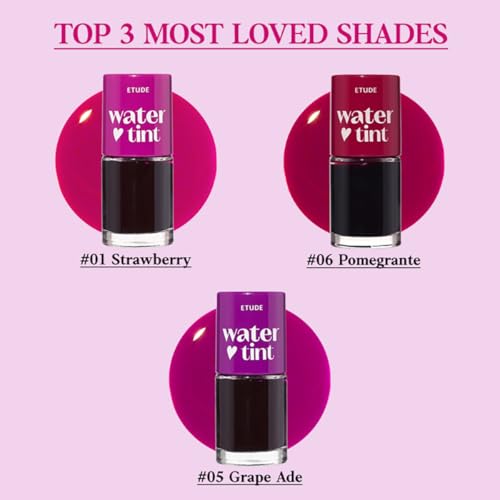 Image of ETUDE Dear Darling Water Gel Luminous Lip & Cheek Tint Most Loved Shades| Long Lasting, Waterproof, Smudgeproof |Korean Makeup|Strawberry, Red Grapefruit, Grape- Pack of 3