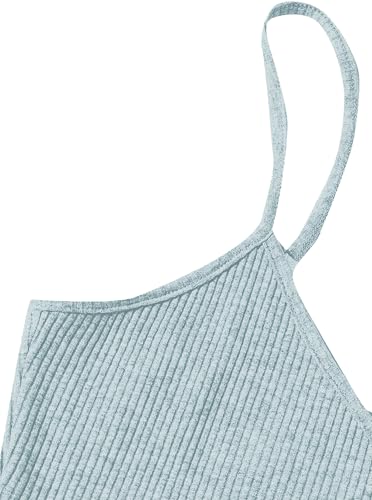 Image of Avanova Women's Ribbed Knit Pajama Set Cami Top and Ruffle Hem Shorts 2 Piece Sleepwear Set A Green X-Large