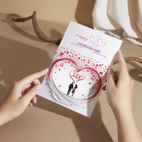 Image of AanyaCentric Anniversary Printed Greeting Card with Red Envelope 5.8x8.3 inch Special Romantic Gift for Husband Wife Marriage Celebration Couple Greeting