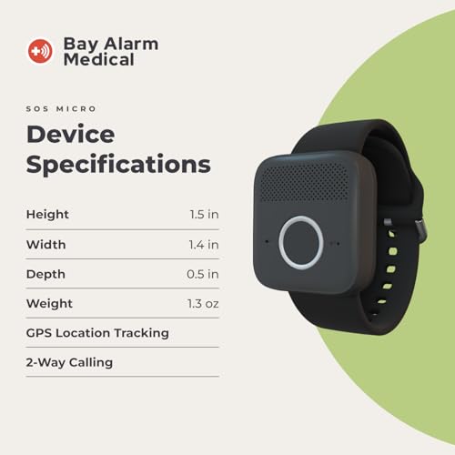 Bay Alarm Medical SOS Micro - 24/7 Medical Alert with Optional Fall Detection for Seniors - Call to Activate - Location Tracking - Medical Alert System with Elderly Tracking - Panic Button for Seniors