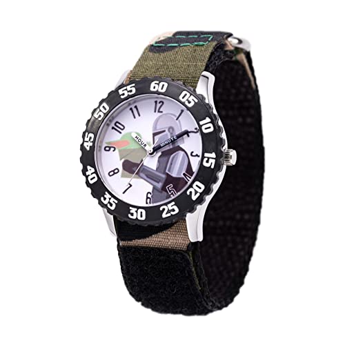 Image of Star Wars The Mandalorian Kids' Bezel Stainless Steel Time Teacher Analog Nylon Strap Watch