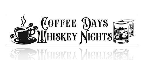 Coffee Bar Metal Signs Wall Decor Coffee Days Whiskey Nights 15.5" x 3.7" Home Bar Pantry Accessories Hanging Coffee Sign for Cafe Farmhouse Kitchen Wall Decorations