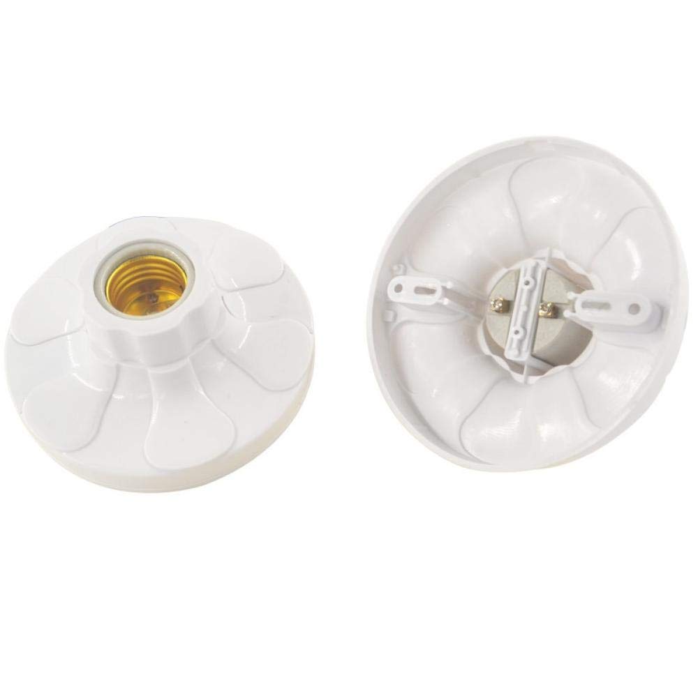 Bases Bombilla Plástico Y Porcelana 20 Piezas De 12 Cm De Diámetro Redondo E27 Soporte De Lámpara Plano Espiral Con Revestimiento De Cerámica Resistente Al Calor, 220 V Blanco-Blan