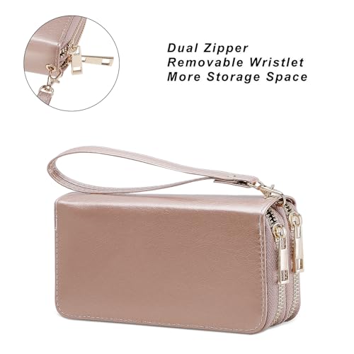 Image of Double Zipper Wallet for Woman Clutch Purse with Cell Phone Holder for Smartphone /Card /Coin /Cash
