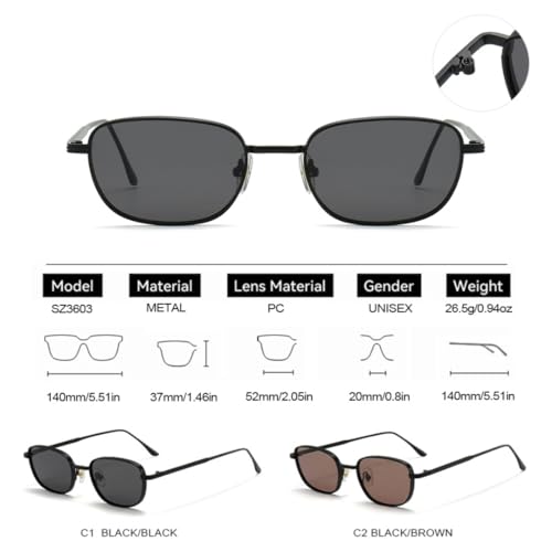 Lunettes de soleil rétro carrées en métal léger pour éviter les marques sur le nez