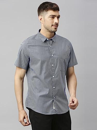 Image of Thomas Scott Mens | Half Sleeve Checkes | Printed | Slim Fit | 100% Cotton | Spread Collar | Shirts
