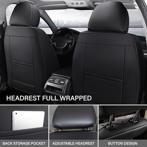 Image of Car Seat Cover Fit 98% of MINI 2000-2025,Premium Nappa Leather Breathable Waterproof Sports Seat Cover,Easy to Install Automotive Seat Covers Front Pair(Black)