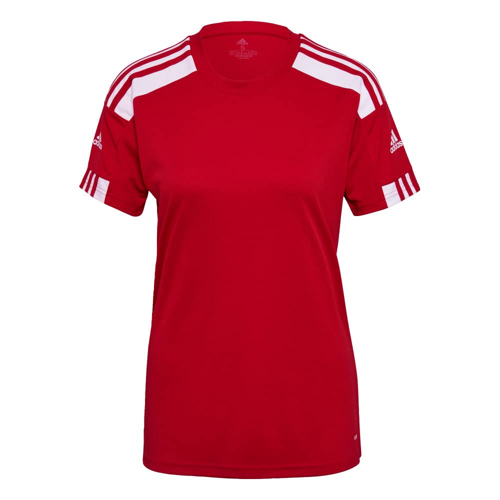 adidas Womens Squadra 21 Crew Neck Short Sleeve Jersey Soccer Cleats Moisture Wicking - Red - Size S