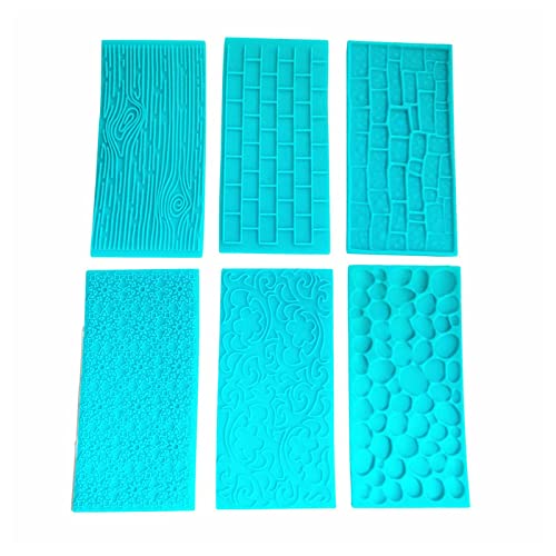 ケーキデコレーション型、ケーキボーダーフォンダン型 | エンボス加工の木の樹皮、レンガの壁、石畳、石の壁、マヤの太陽、花のつるのレースの質感のフォンダン型。