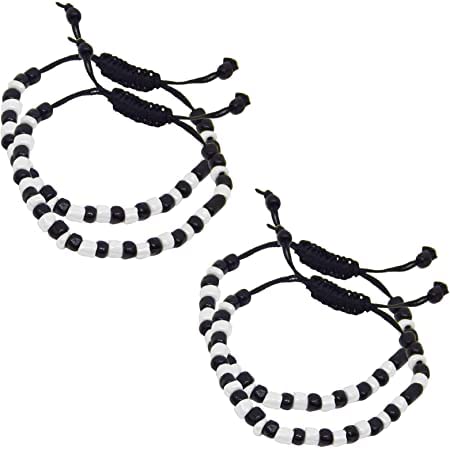 Nazariya Black and White Beaded Bracelet Set of 2 - Adjustable Evil Eye Protection Thread for Babies, Kids - Traditional Luck & Wellness Charms-image-43