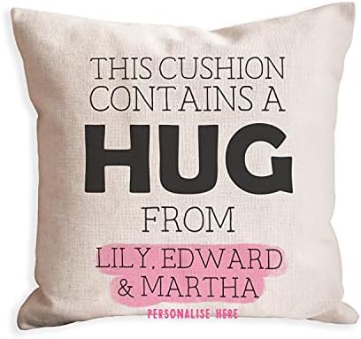 Personalised a hug from cushion | gift for mothers day birthday or christmas from son or daughter | presents for her women | best friend Mother Mam Mummy | cheer up love and hugs