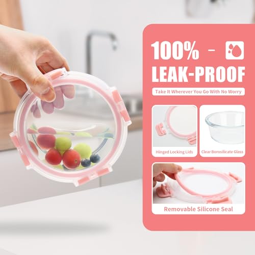 Image of GULFLIN 12 Pack 13oz Small Glass Food Storage Containers with Lids Airtight, Leak-Proof Round Meal Prep Containers Set, Freezer to Microwave Safe, Dishwasher Safe