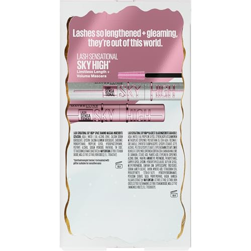 Maybelline Lash Sensational Holiday Makeup Kit, Includes Full-Size Sky High Mascara and Lash Sensational Glitter Mascara, 1 Makeup Gift Set