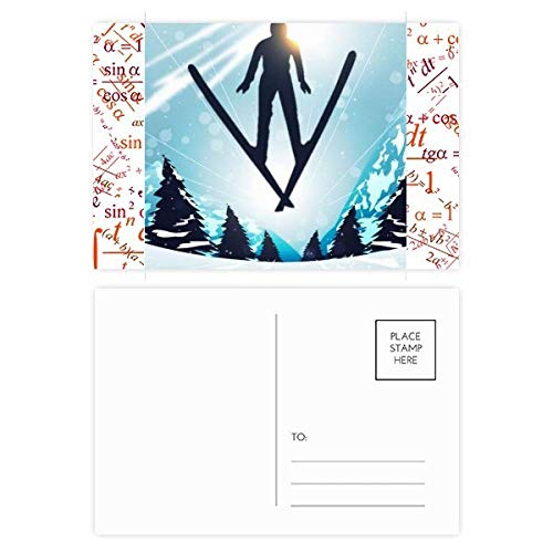 Cartes postales ski aquarelle pour remerciements et correspondance d'hiver