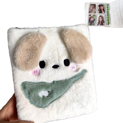 シール帳A5 バインダー 女の子向け ふわふわ可愛い動物デザイン 7種選べる シール バインダー付き A5 6穴 1格内ページ20枚 スクラップブック コレクション おしゃれ 文房具 学生 子供 プレゼント (お腹の大きな子犬)