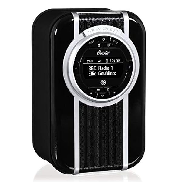 VQ Christie Radio Digitale DAB e DAB con FM, Bluetooth/NFC, Sveglia, Display Rotante e Fascia Smaltata - Noir