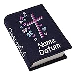 Gotteslob Gotteslobhülle Hülle Kreuz Schmetterlinge lila pink Filz Namen bestickt Einband Umschlag personalisierte Gesangbuchhülle, Farbe:navy