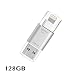 [Apple MFi Certified] USB 3.0 Flash Drive for iPhone iPad, GMYLE Mini External Storage Memory Expansion USB Stick with Lightning Connector (128GB) (Silver)