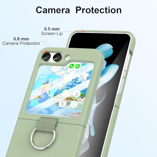 DAKORIE for Samsung Galaxy Z Flip 5 Case with Ring Shockproof Protective Cover Flip Z 5 Phone Case for Galaxy Z Flip 5 5G 2023 - Green