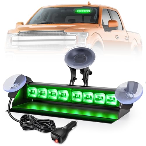 Image of Nilight 8LED Green Traffic Advisor Strobe Light Bar Hazard Safety
